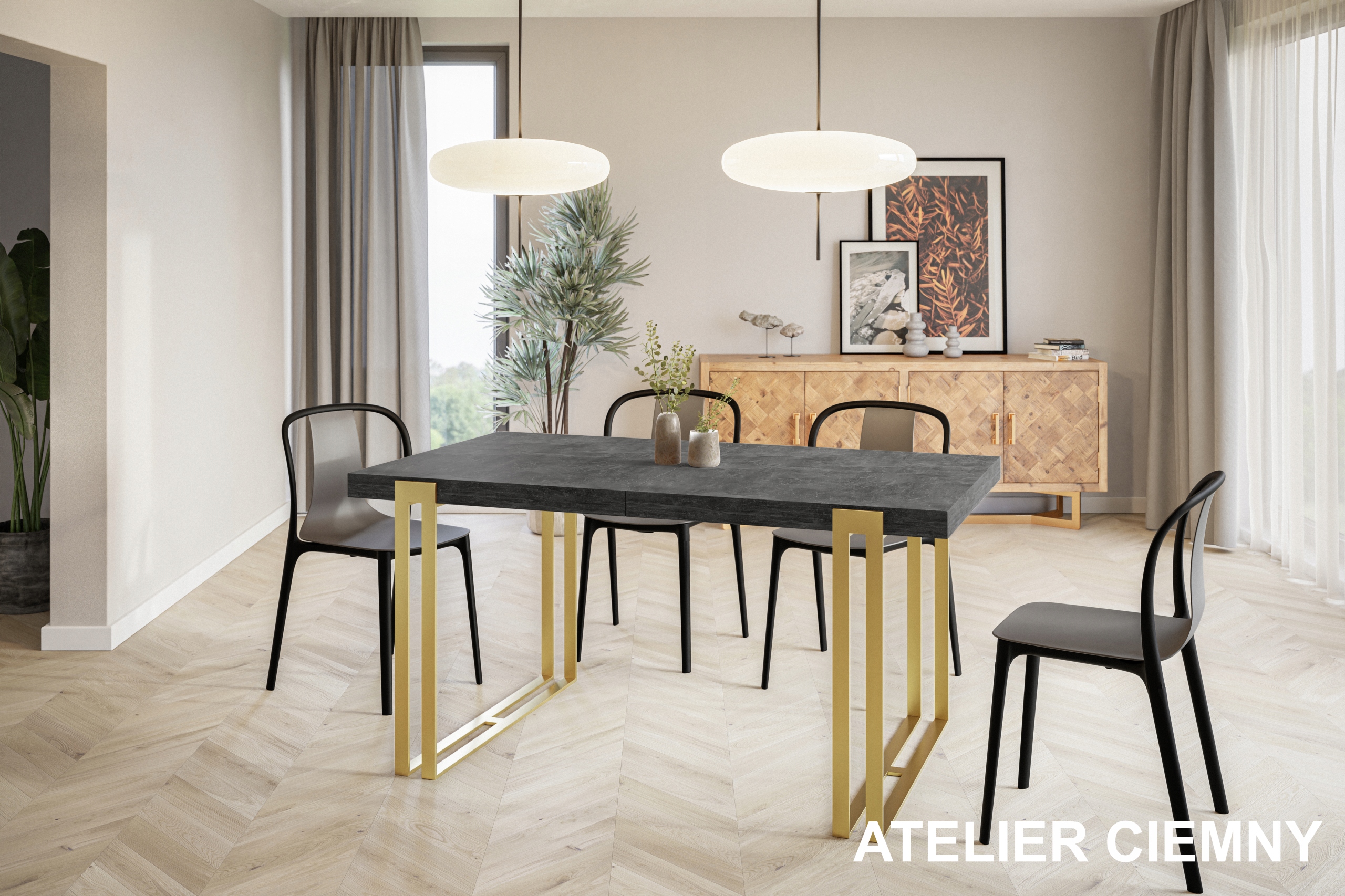 Stół rozkładany 180/280 LOFT GOLD metalowe nogi Wysokość mebla 77 cm