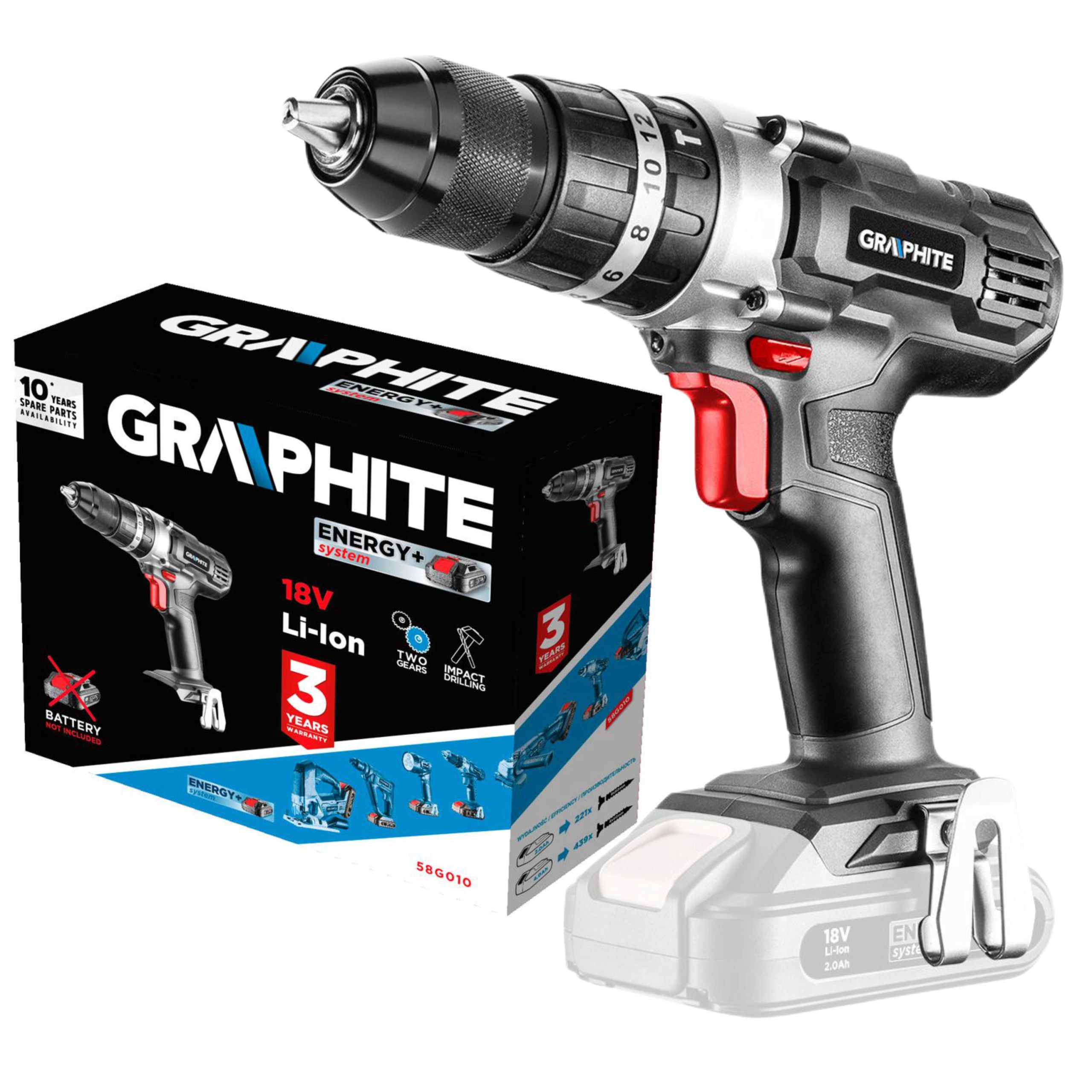 

Graphite Energy+ Wkrętarka z udarem aku 18V 58G010