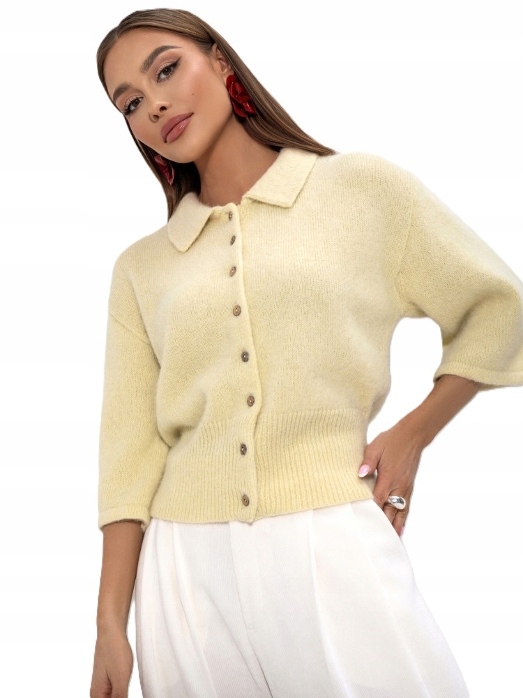 Cocomore Yarn Kardiganový svetr Alpaka Suri Bledě žlutý 38/M New