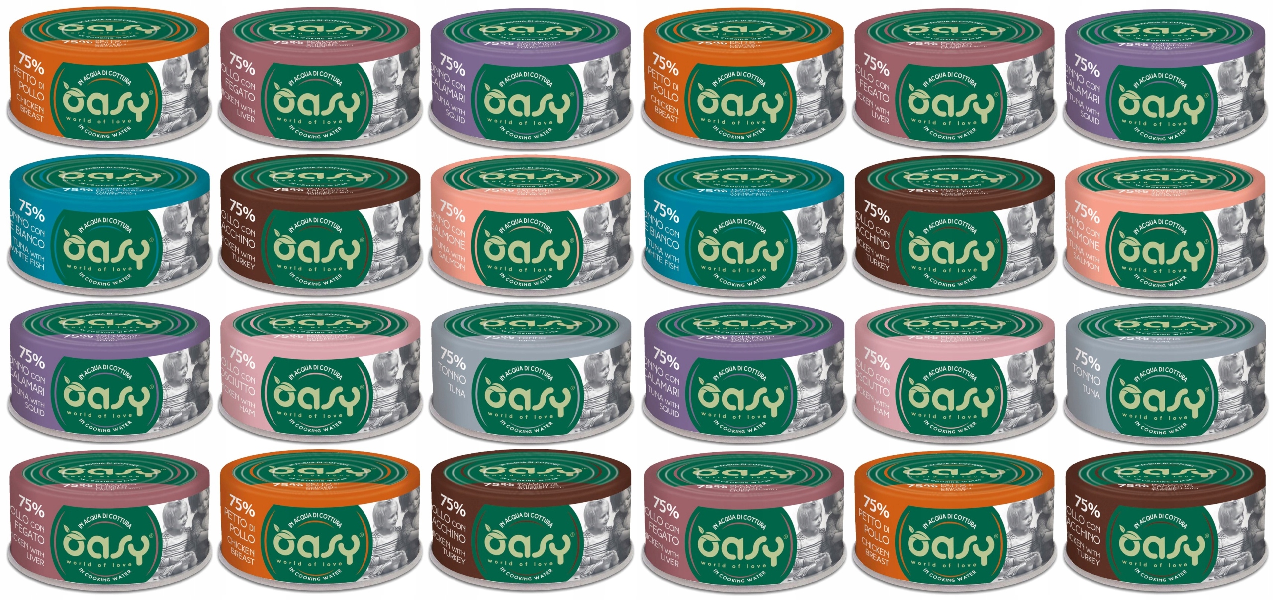 Mokra karma dla kota Oasy More Love MIX Smaków Bez Glutenu Bez Gmo 24 x 70g