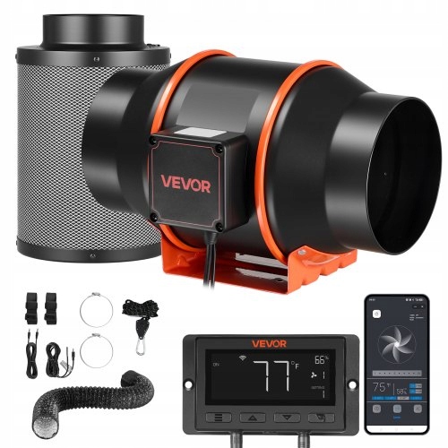 Kanálový Ventilátor Vevor 152 4 MM S Uhlíkovým Filtrom 683 M3 H Pwm