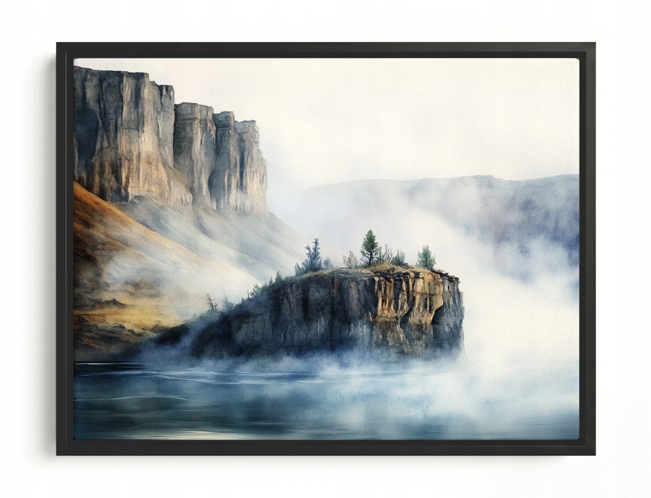 Obraz Rám American Box Krajina Hory Skaly Útesy Fiord Jazero Hmla 80x60