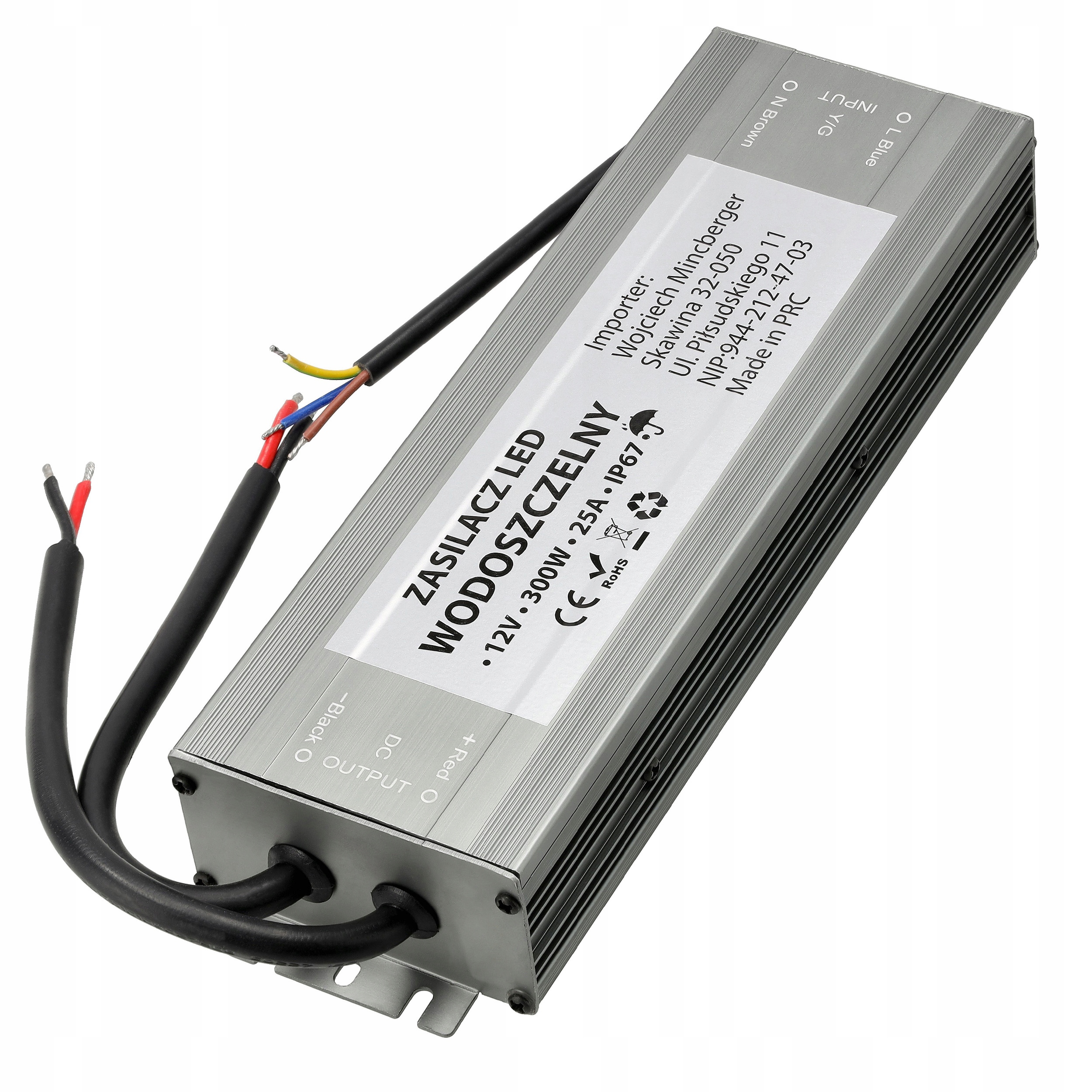 Napájecí zdroj pro Led pásky 12V Hermetický 300W 25A Vodotěsný IP67