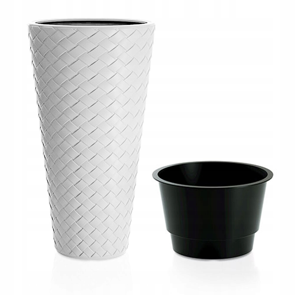 Wysoka doniczka biała, 40 cm średnicy DPMT400