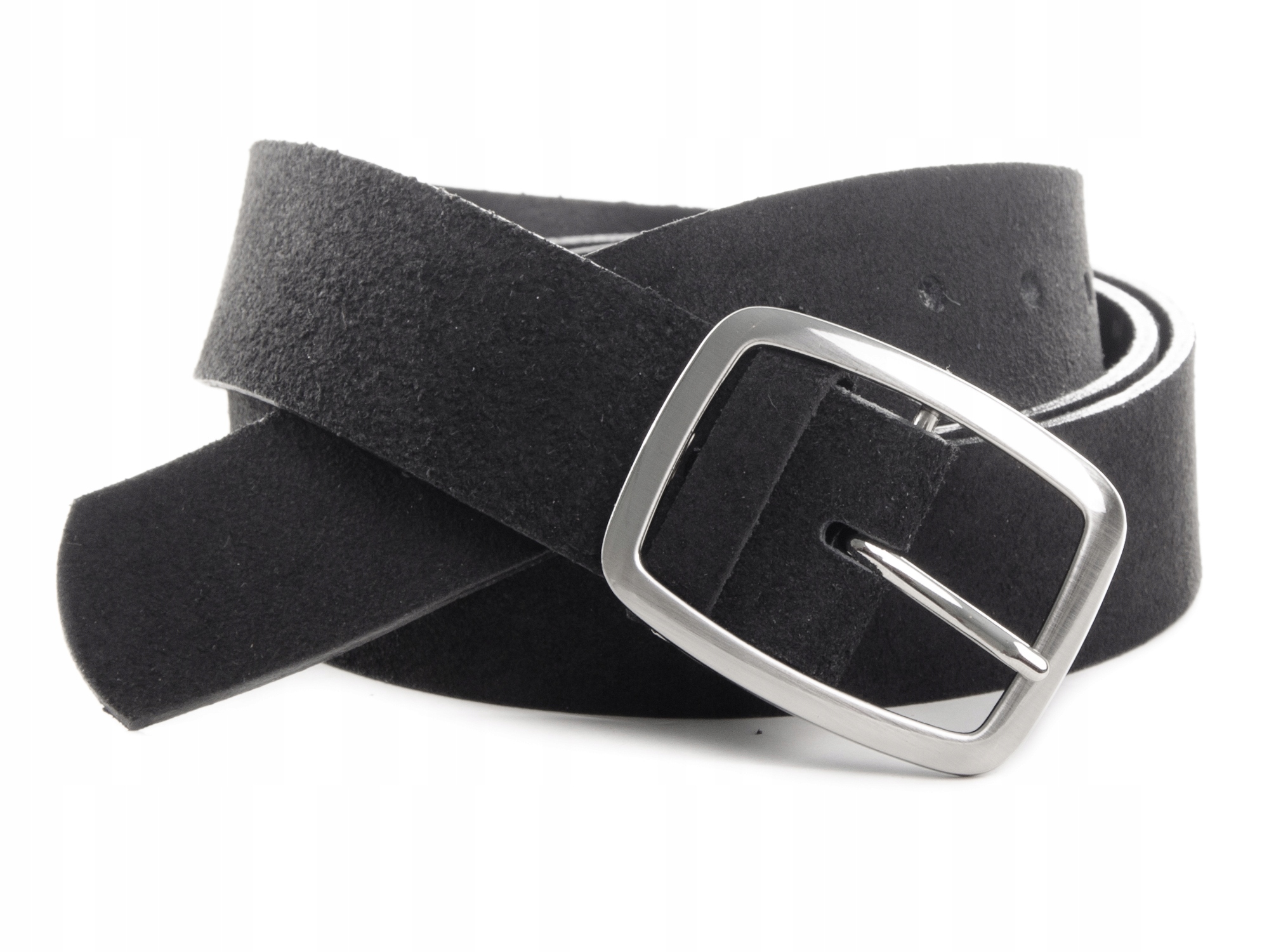 

Pasek Damski - Skóra Naturalna Zamszowa - Czarny