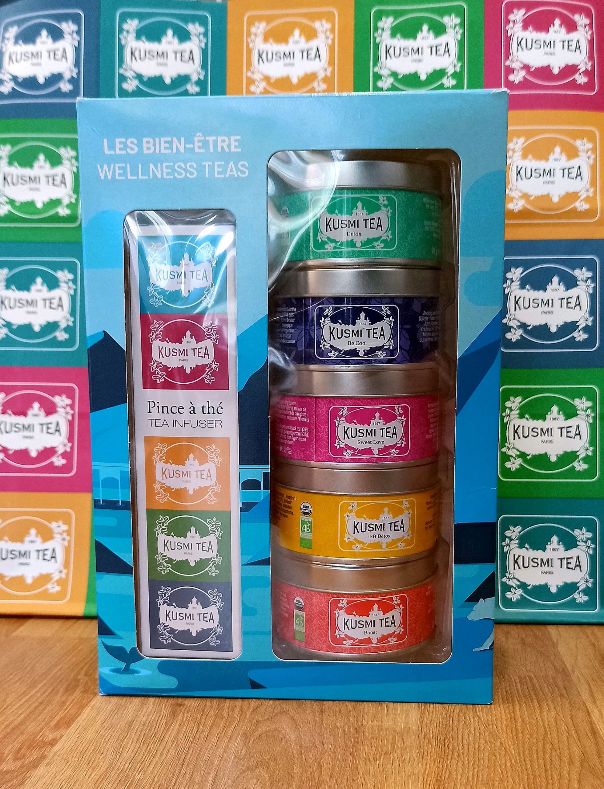 Kusmi Tea Wellness Zestaw pięciu herbat z zaparzaczem 98g