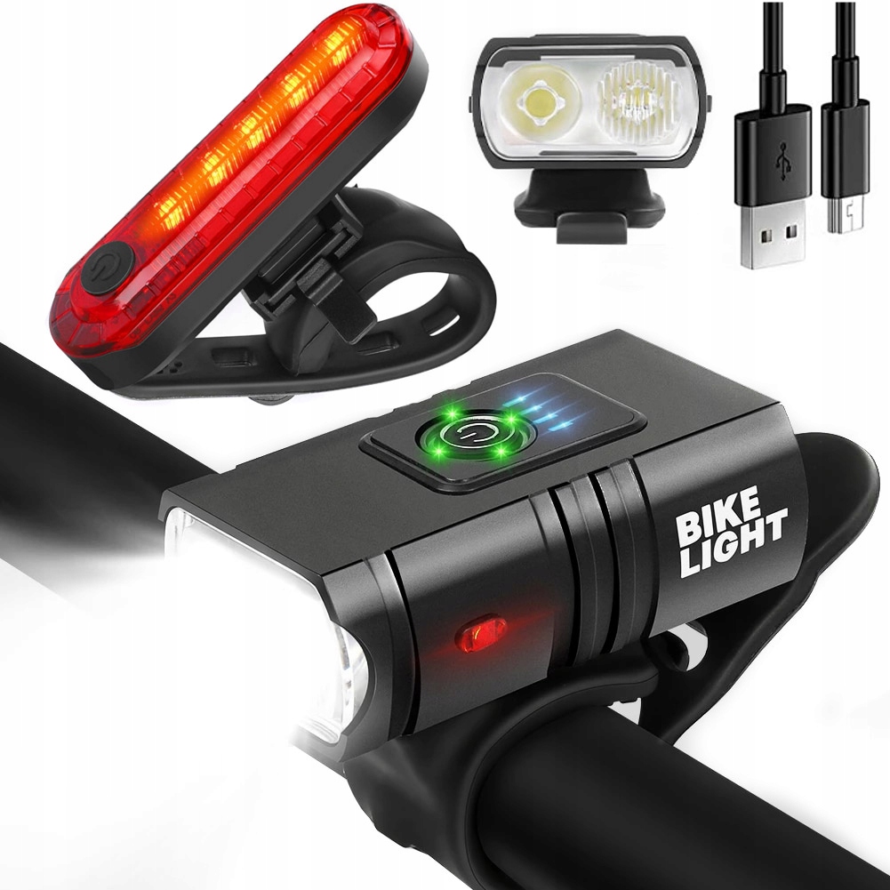 Mocna Led Lampka Rowerowa Acu Usb Światła Przód Tył Aluminium
