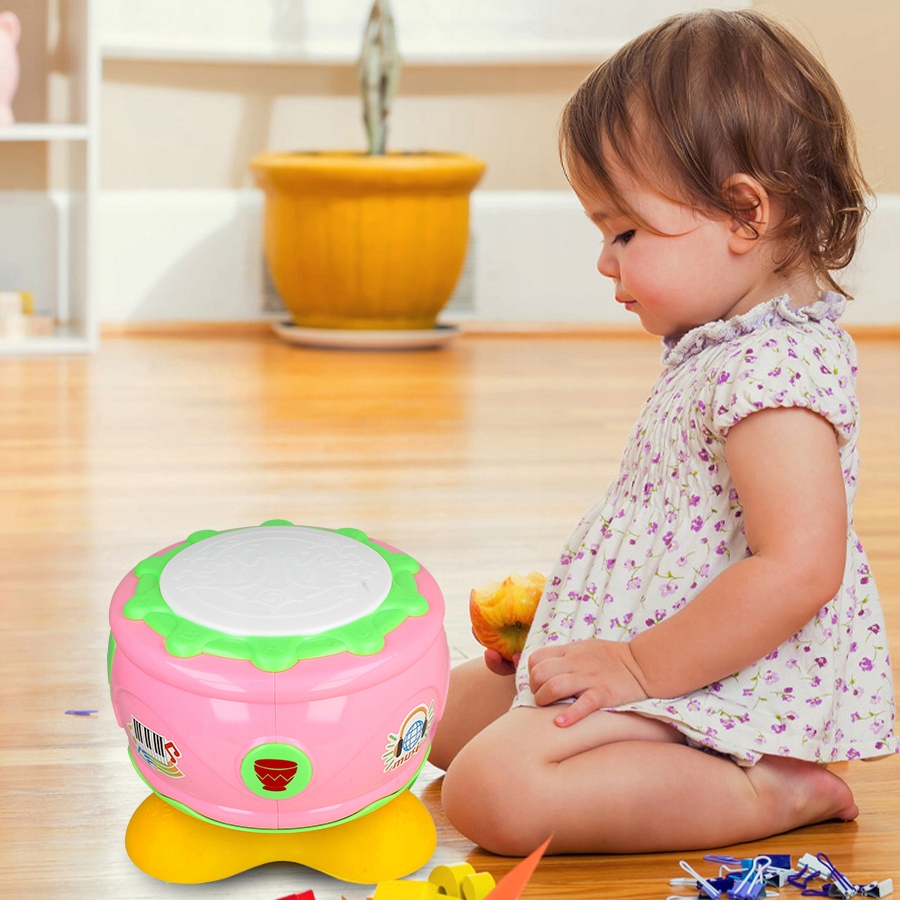 INTERAKTYWNY BĘBENEK MUZYCZNY ŚWIATEŁKA DLA DZIECI PERKUSJA INSTRUMENT LED Baterie 3x AA