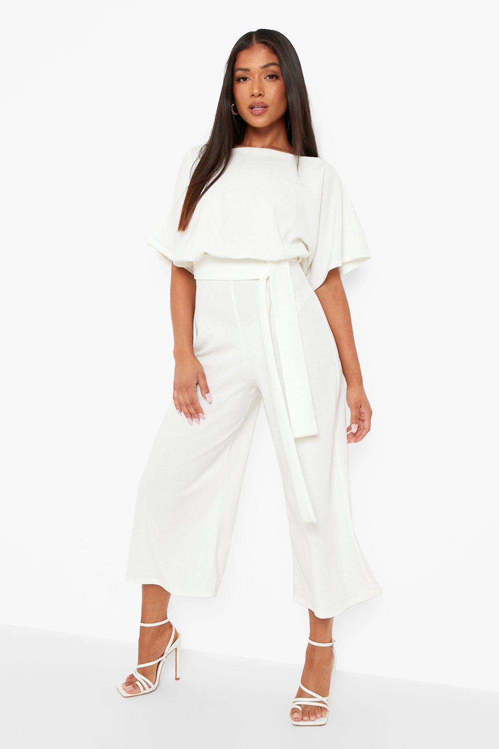 B8A205 BIAŁY ELEGANCKI KOMBINEZON BOOHOO XS