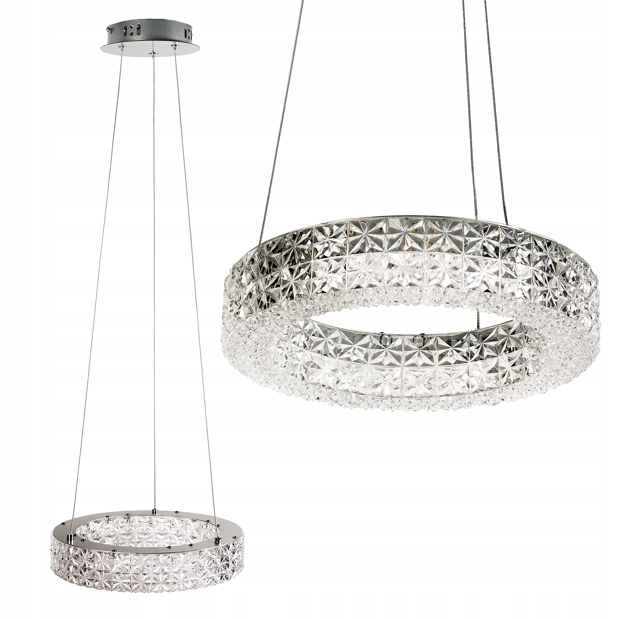 Led Závesná Stropná Lampa Glamour Ring Chróm Toolight