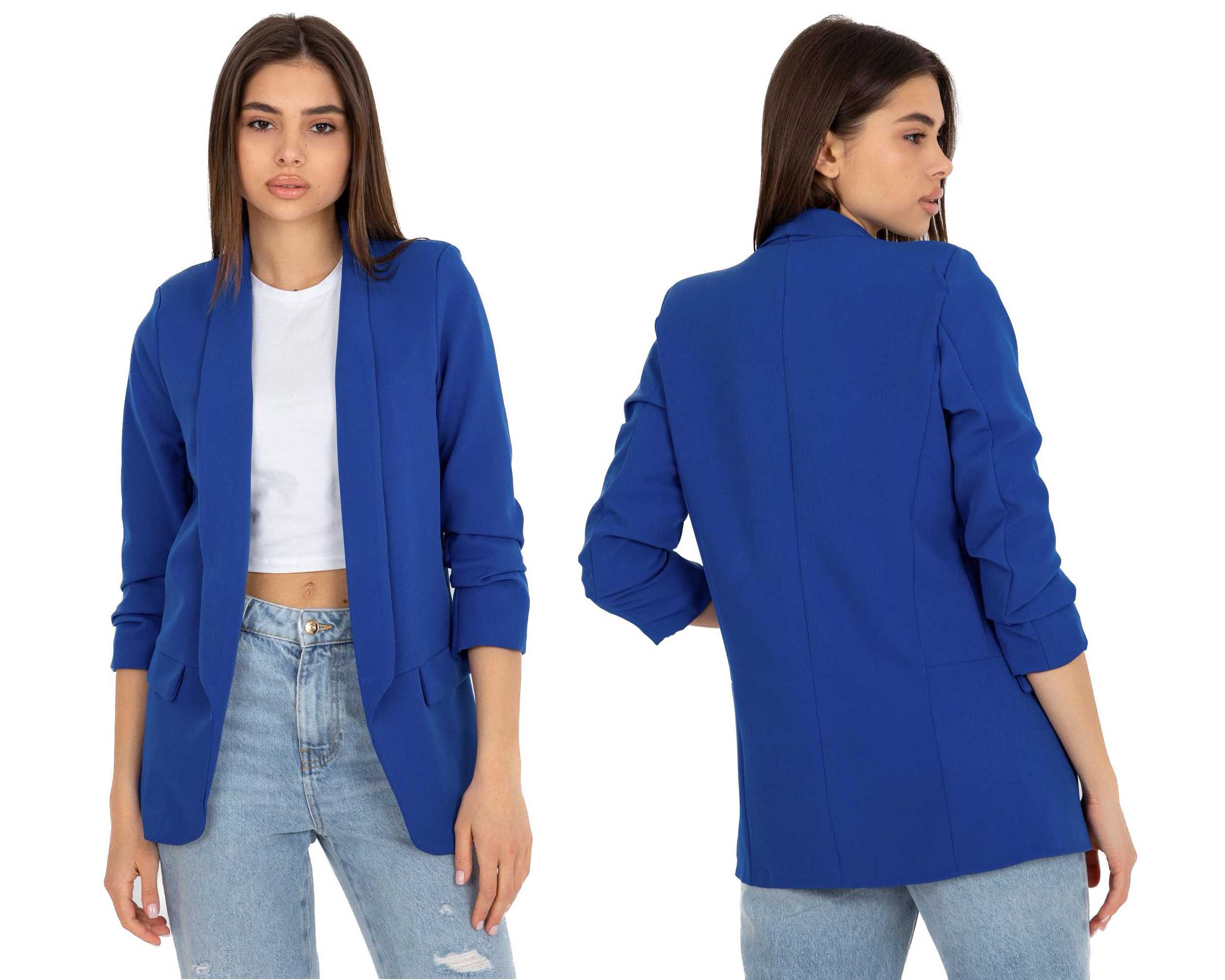 Modna Marynarka damska Żakiet Italy Moda 15P kobalt 36 S