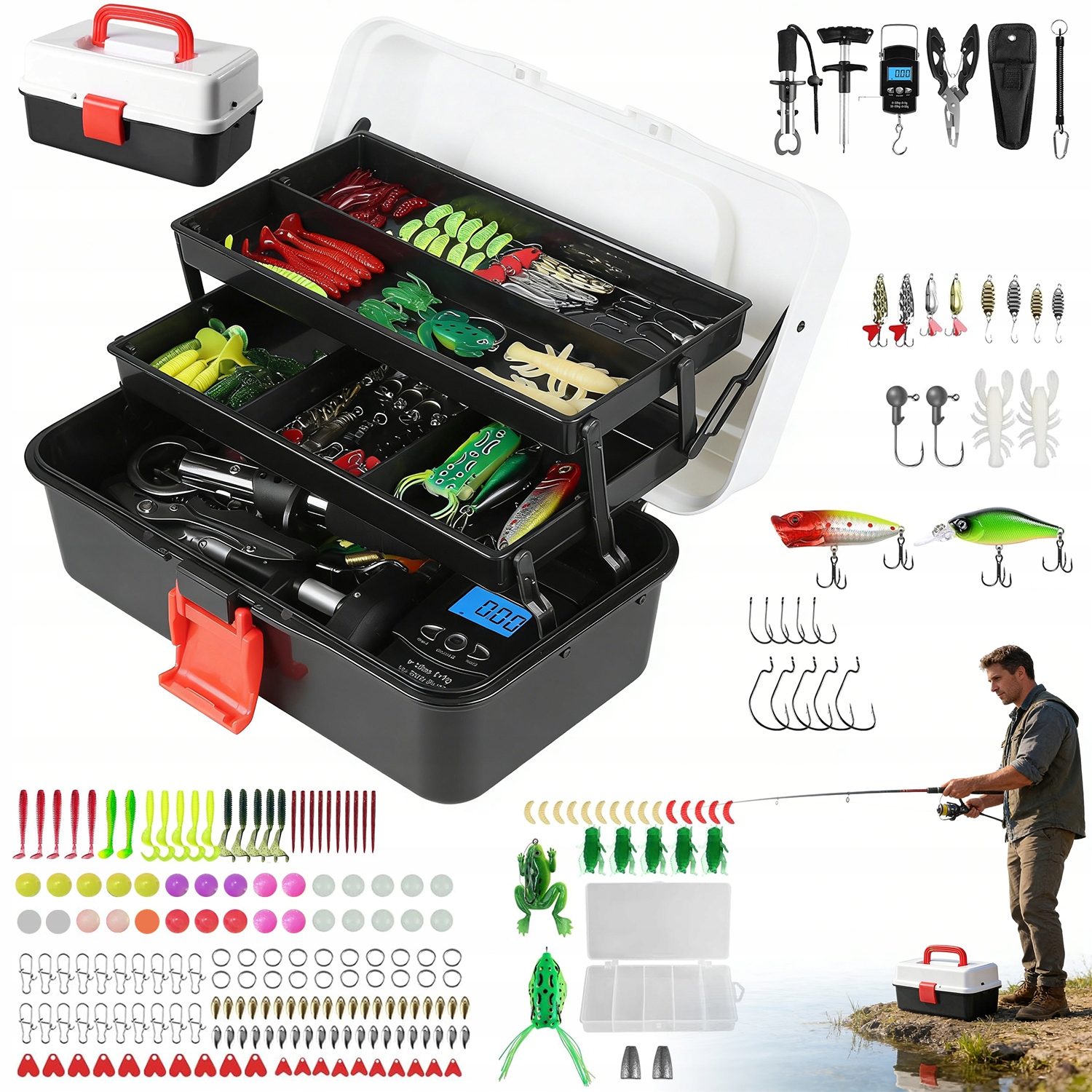 Krabička Na Rybářské Návnady S 3 Vrstvým Organizérem, 213 Dílů Z Aaa