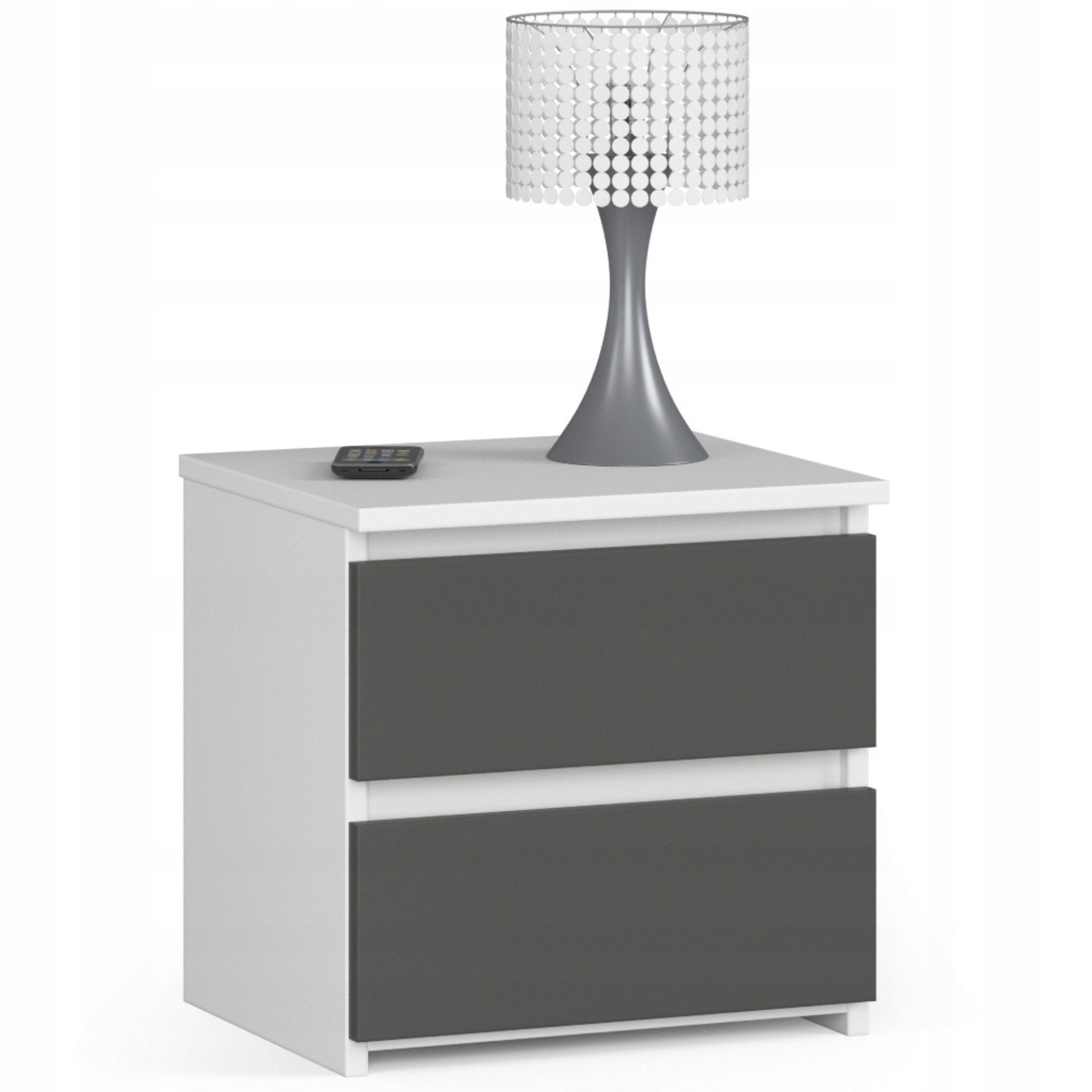 Noční stolek komoda cl2/se 2 zásuvkami grafit šedá bílá 40 cm