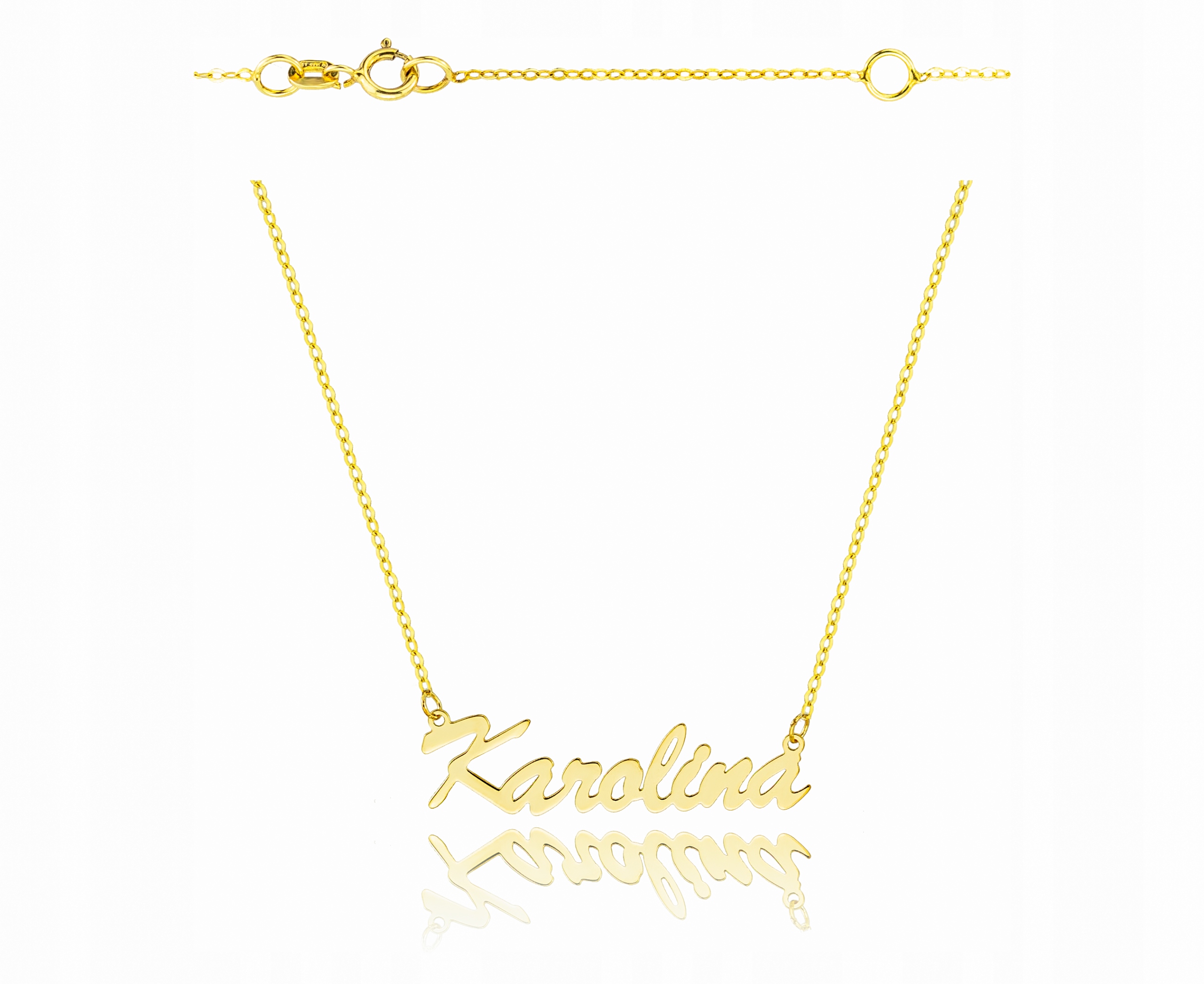 Zlatý náhrdelník 585 s jménem Karolina Gravírování