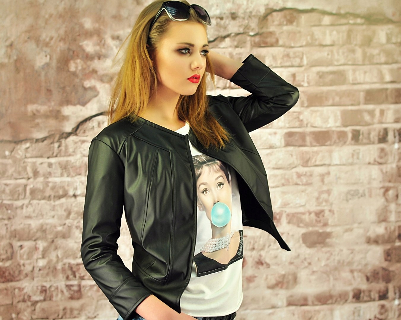 RAMONESKA NARZUTKA ŻAKIET EKO SKÓRA CZARNA 3XL Kolor czarny