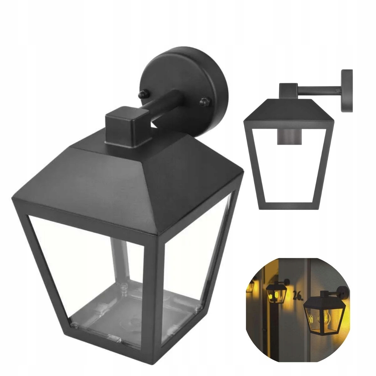 Spodní fasádní svítidlo Venkovní retro lampa černá Adenia Emos