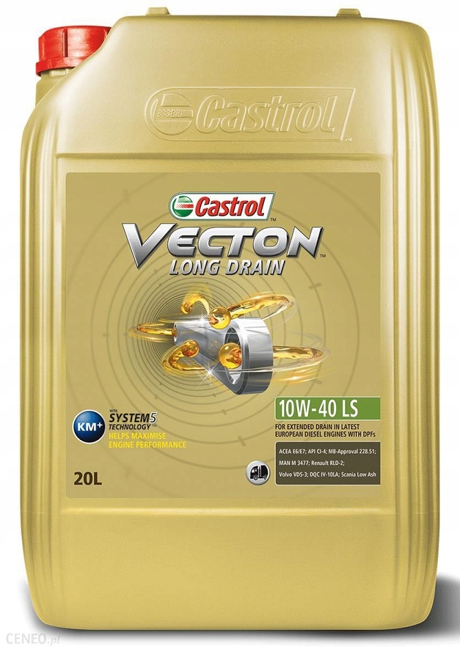 OLEJ SILNIKOWY CASTROL 10W40 VECTON LS 20 10W4020 10W-40 VECTON LONG DRAIN Pojemność opakowania 20 l