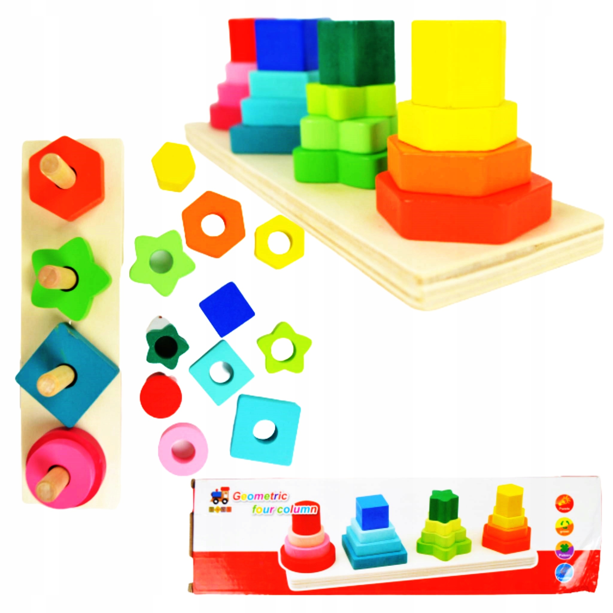 

Sorter Kształty Układanka Piramidka Drewniana