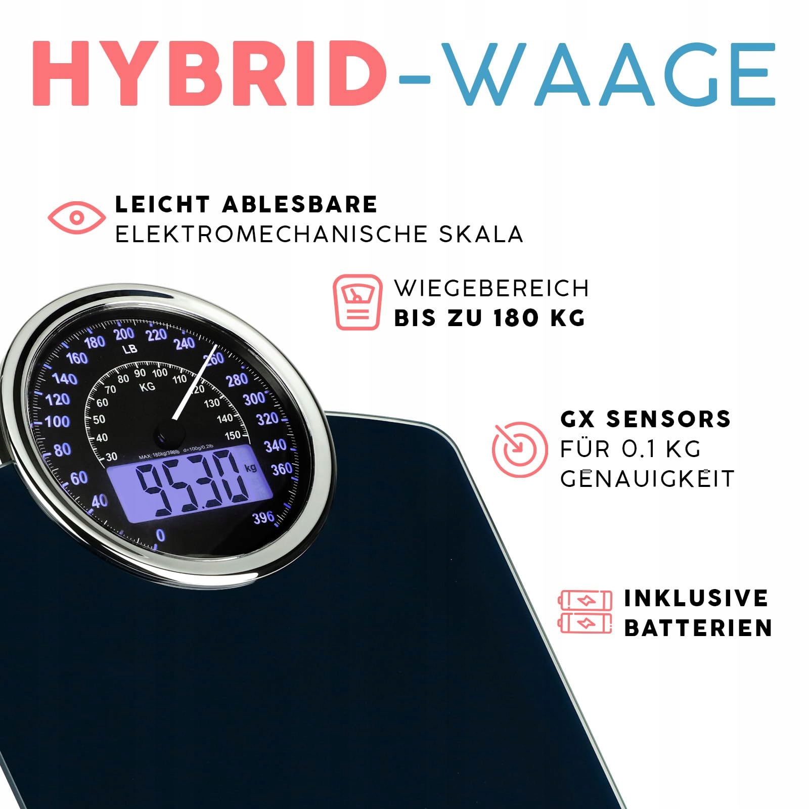 ADAMSON Hybrydowa Waga 2w1 Cyfrowa i Analogowa Do 180 kg — miniatura 2