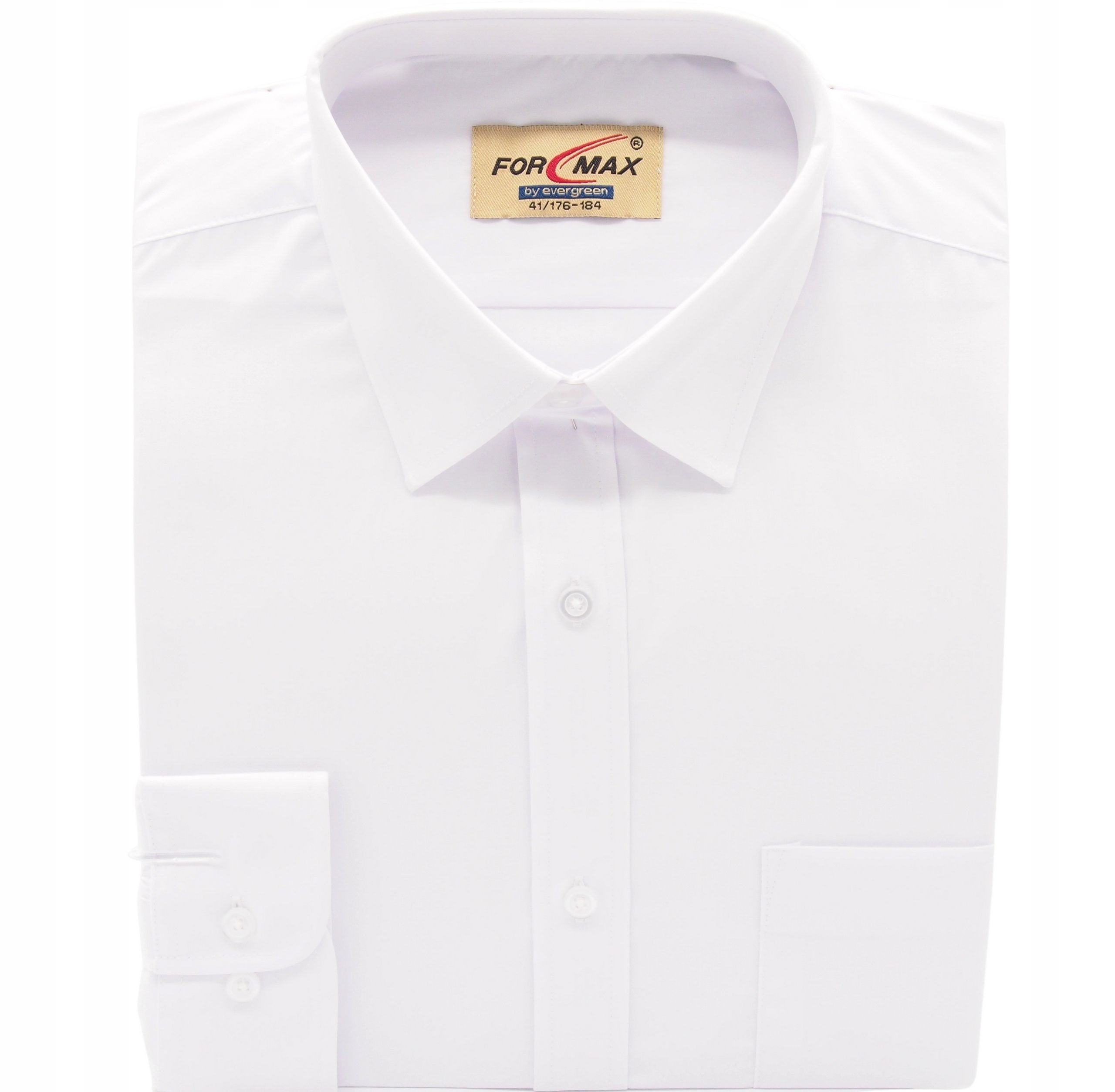 Koszula Męska Biała Gładka Długi Rękaw 46 176-184 Fwbd