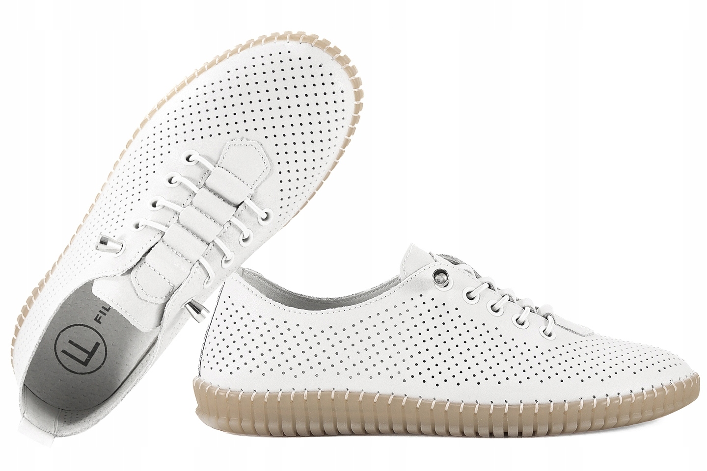 Filippo DP6140 Ažurové Polobotky Dámské Tenisky Kožené bílé 38