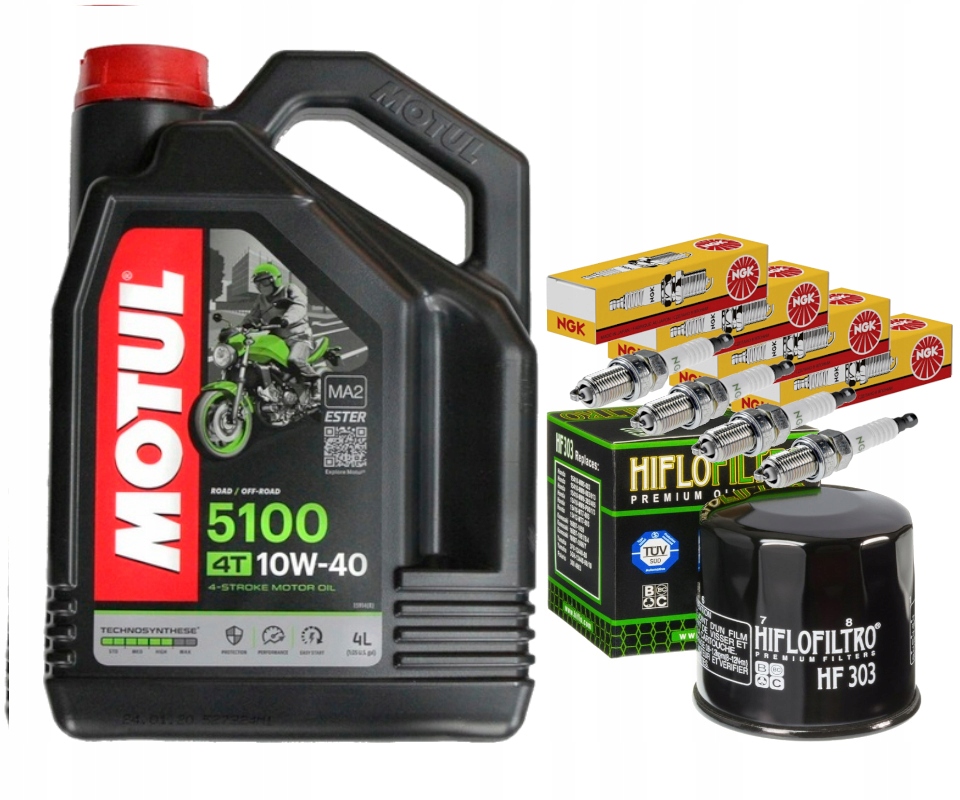 ZESTAW OLEJ MOTUL 5100 10W40 4L FILTR ŚWIECE HONDA CBR1100XX 97-00