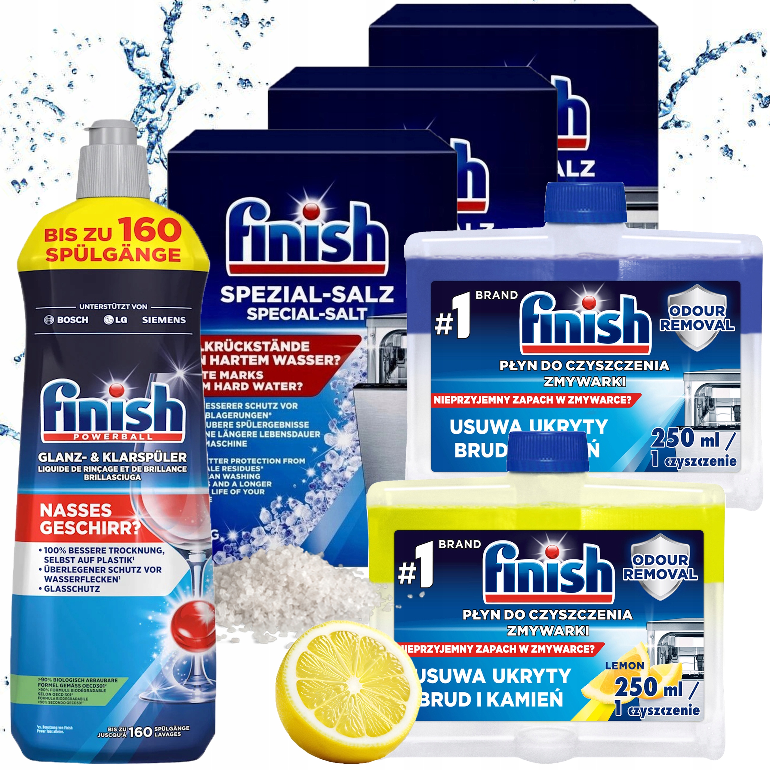 Levně Leštidlo 800 ml Čistič Lemon Čistič Regular 3x Sůl do myčky Finish