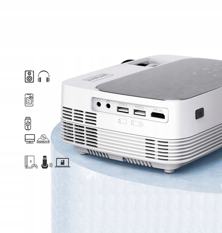 Projektor Przenośny mini mały Rzutnik LED Full HD 4000lm 170 cali LED HDMI Kolor biały