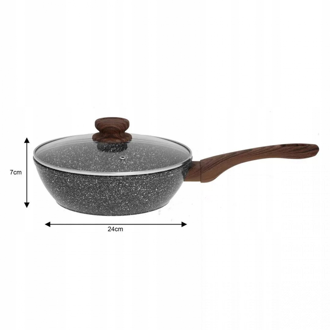 Wok Granitowy 24cm Granit Wood Kinghoff Kh-1583 Lu Typ powłoki marmurowa