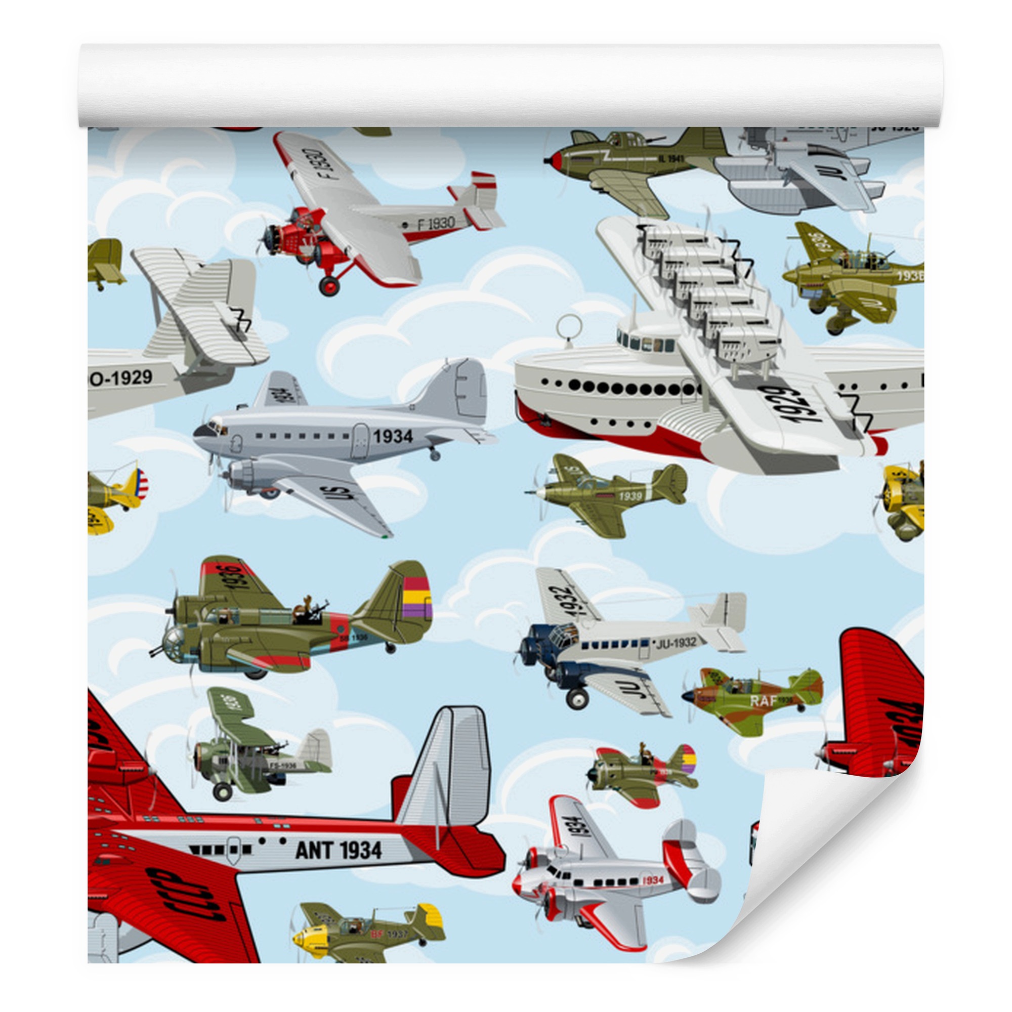 Tapeta Barevné vintage letadla ve stylu vintage 50x1000 cm
