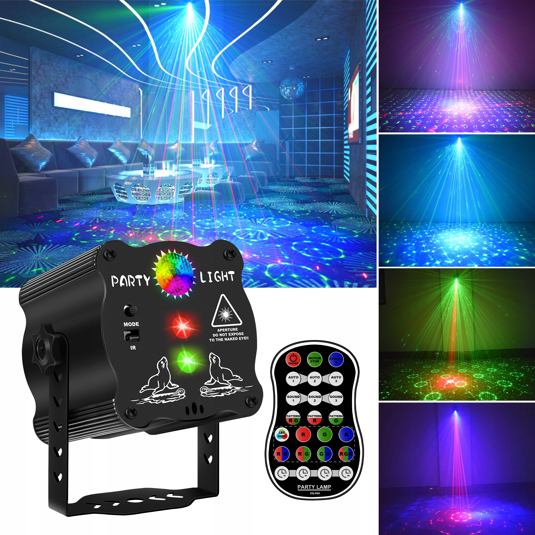 Projektor dyskotekowy kula disco reflektor laser Led Rgb Uv