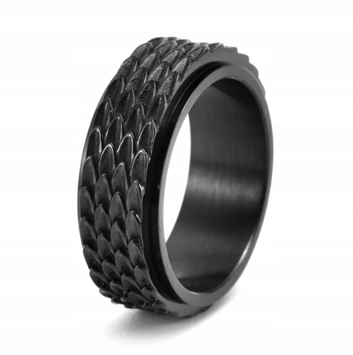 Prsten Černý drak Dračí šupiny Otočný Dragon Scale Sygnet Anxiety Ring