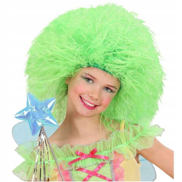 

peruka Wróżka włosy afro Zielona neonowa Wróżka