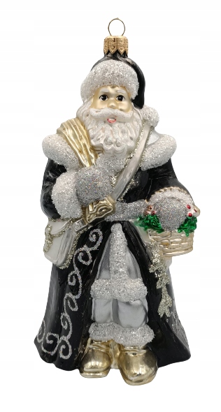 

Bombki Choinkowe Szklane Mikołaj z koszykiem18cm
