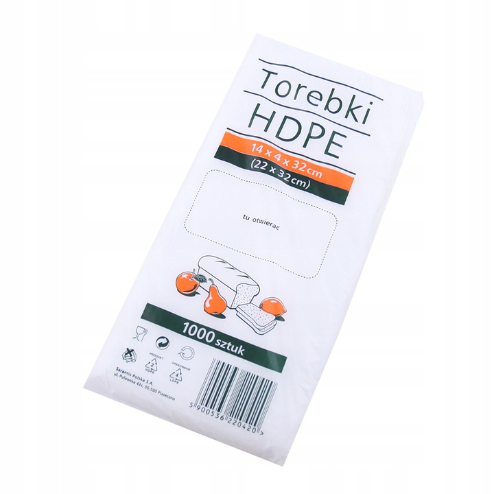 

Woreczki torebki Hdpe śniadaniowe 14x32cm 1000 szt
