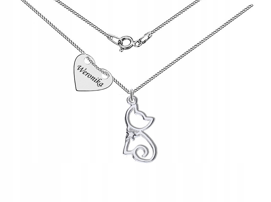 

Naszyjnik Kotek Kot Serce Z Grawerem Srebro 925