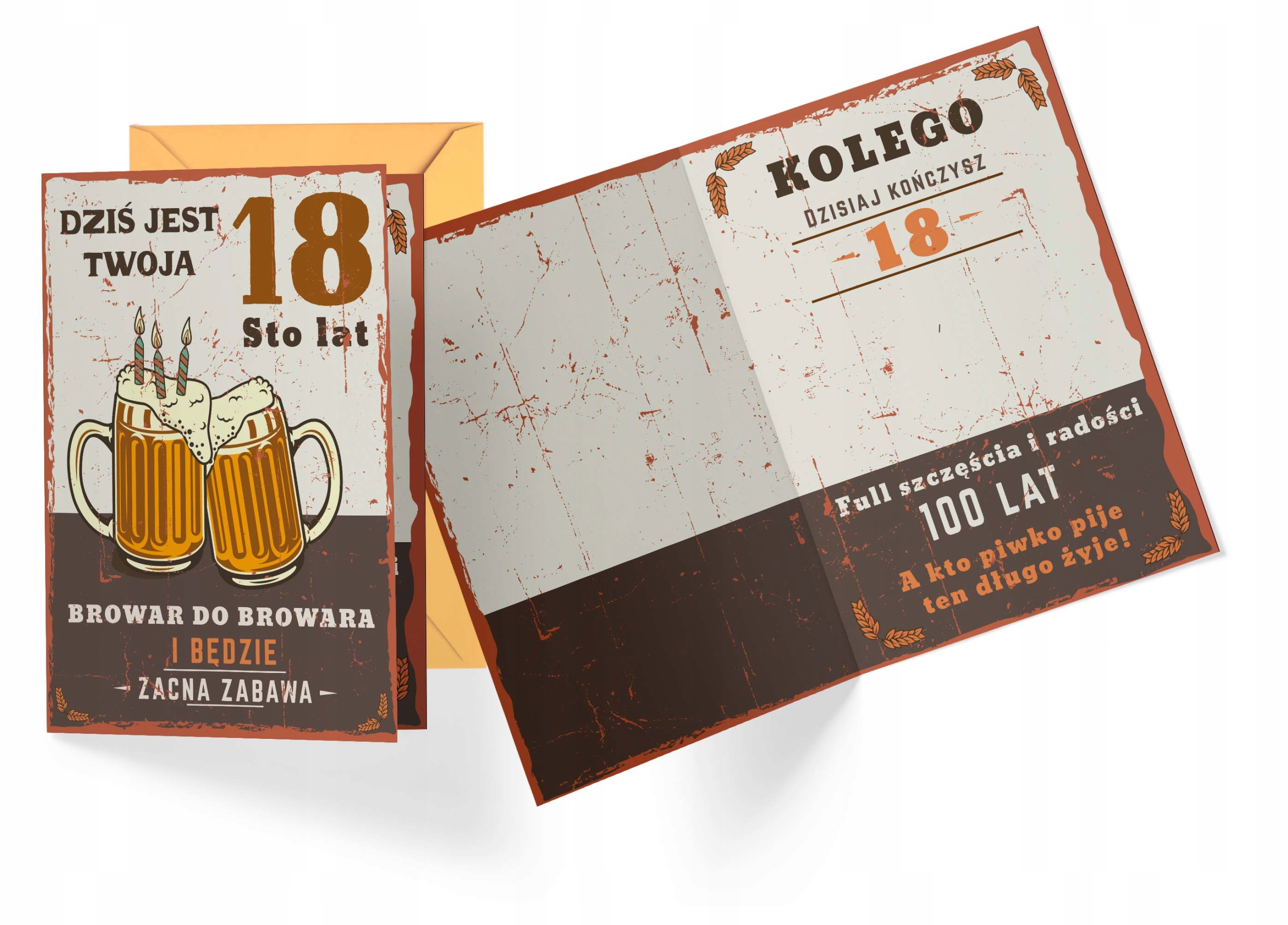 

Karnet Kartka z życzeniami na 18-tkę koperta