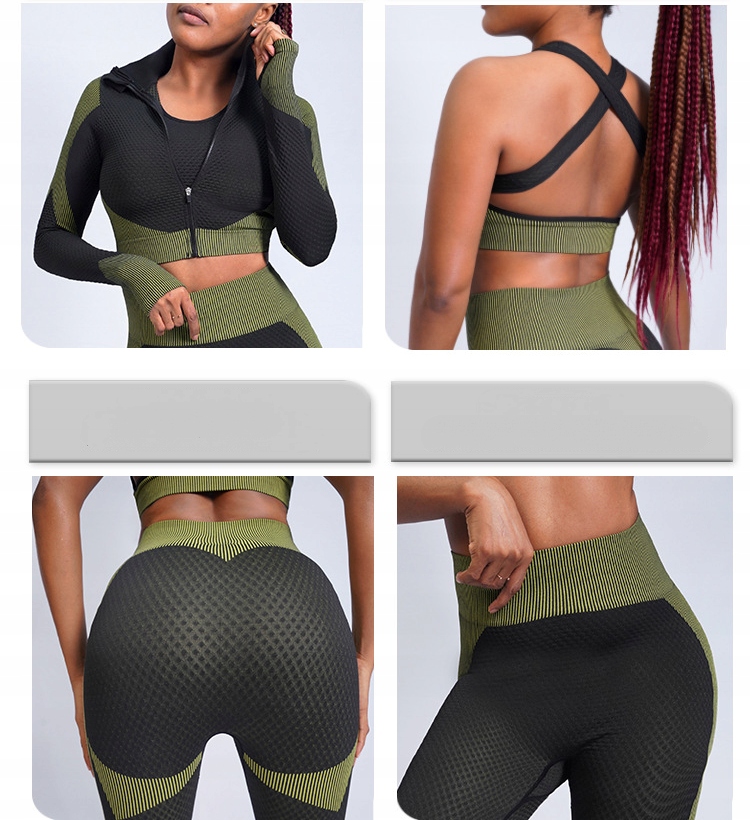 DAMSKI 3-CZĘŚCIOWY DRES FITNESS TRENINGOWY Linia plus size (duże rozmiary)