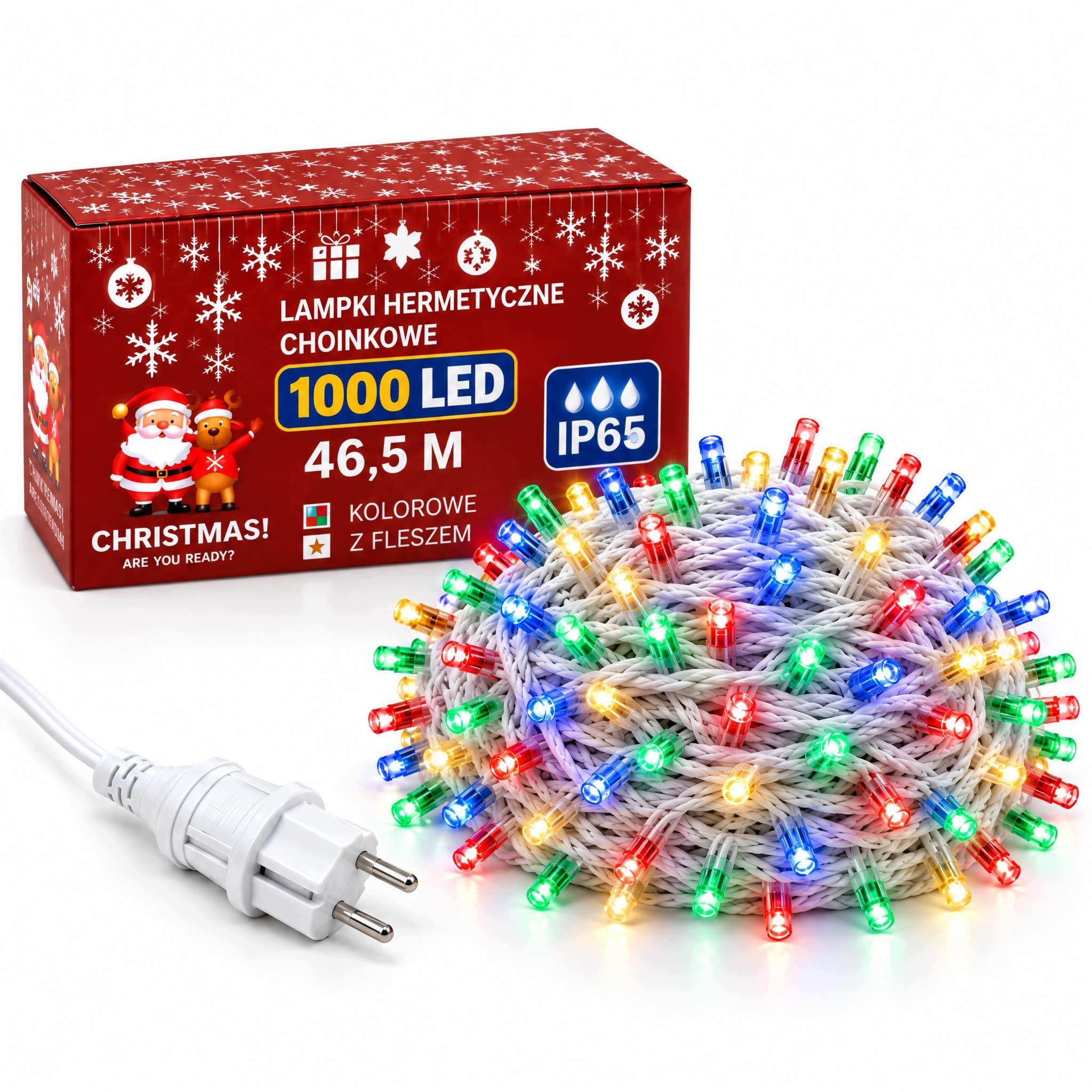 Lampičky rampouchy 1000 Led 46,5 m barevné Flash venkovní kombinované