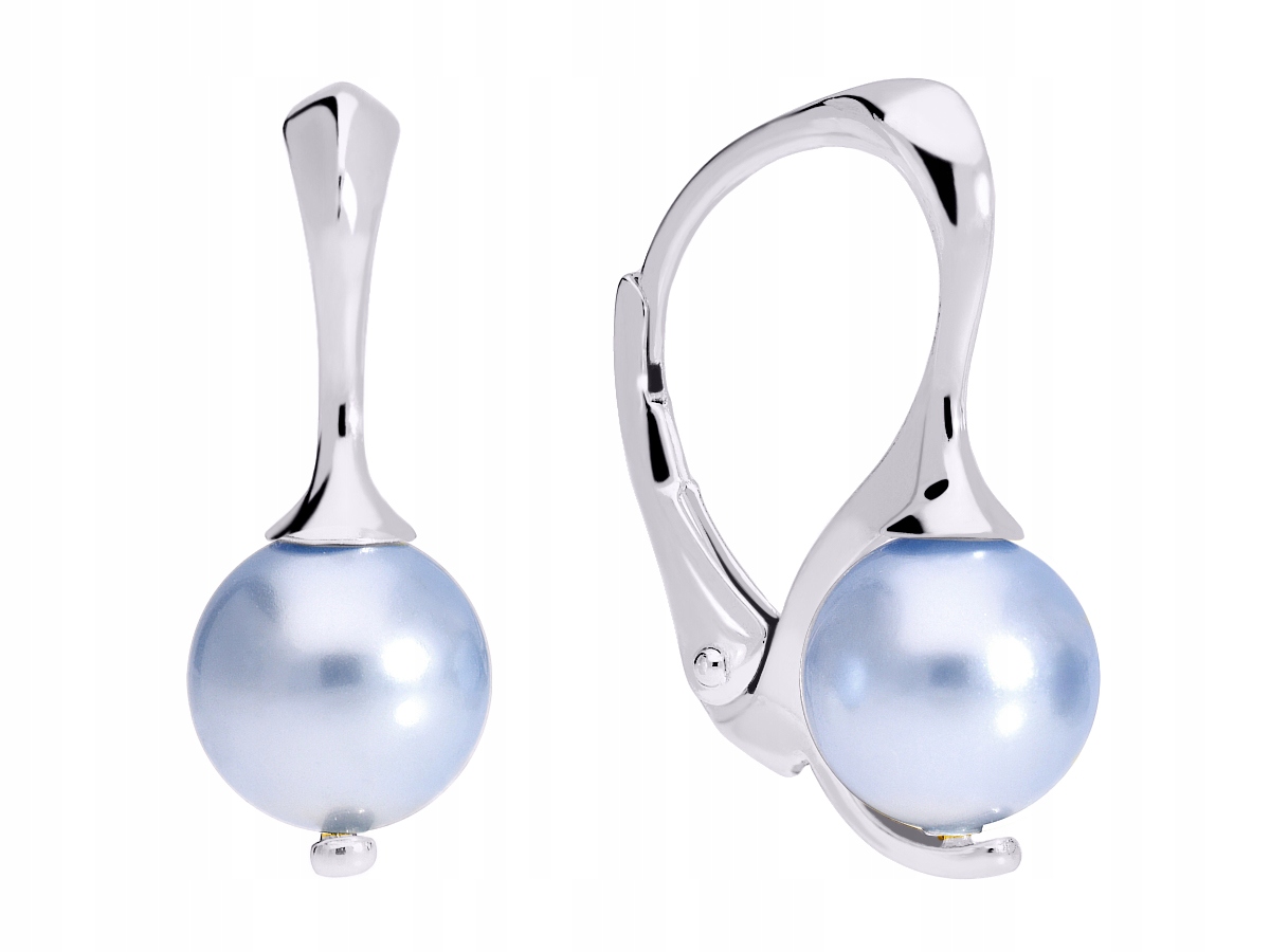 

Srebrne bigle kolczyki niebieska perła Swarovski