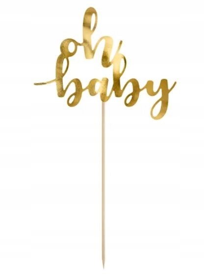 

Topper dekoracja na tort Oh Baby złoty baby shower