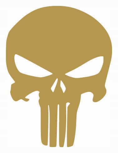 

Naklejka Punisher na motocykl 10cm Złota