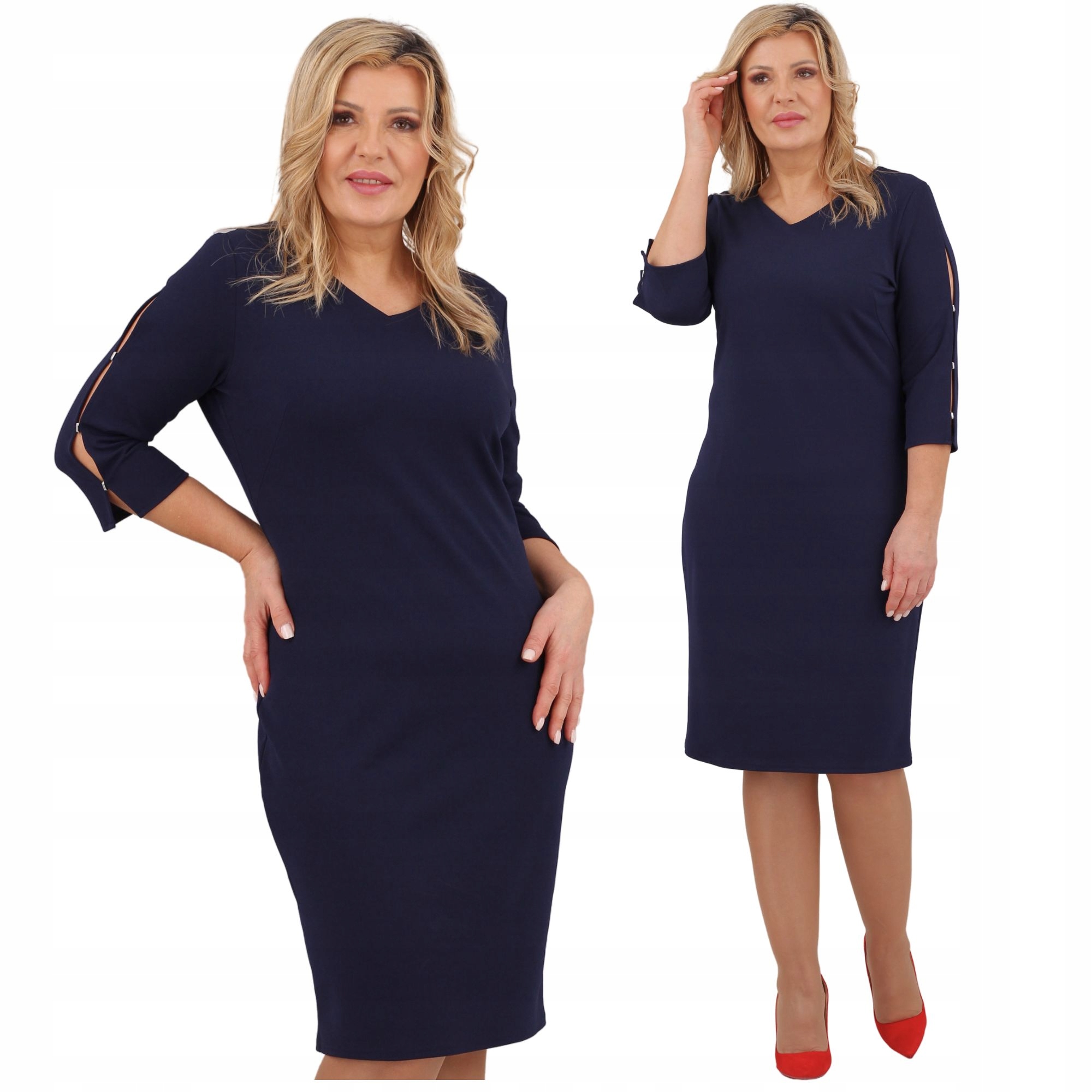 Sukienka Gładka Duże Rozmiary Polski Producent Prosta Klasyczna