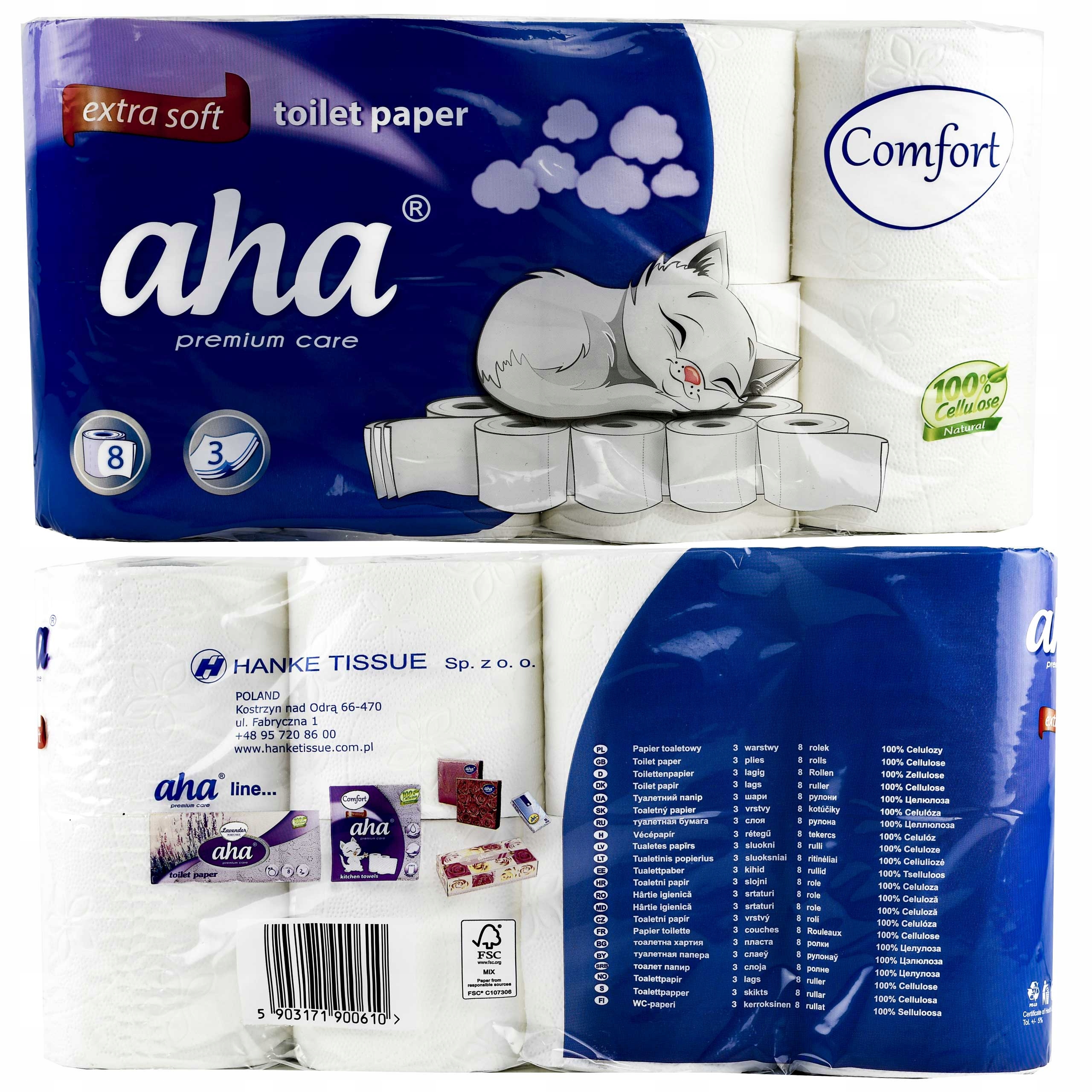 

Papier Toaletowy Aha Premium 3 warstwy 8 rolek