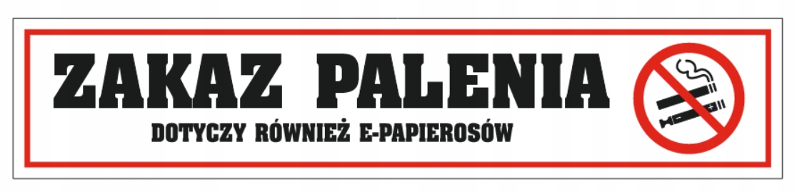 Tabliczka pcv ZAKAZ PALENIA 5x24 cm - 1 sztuka