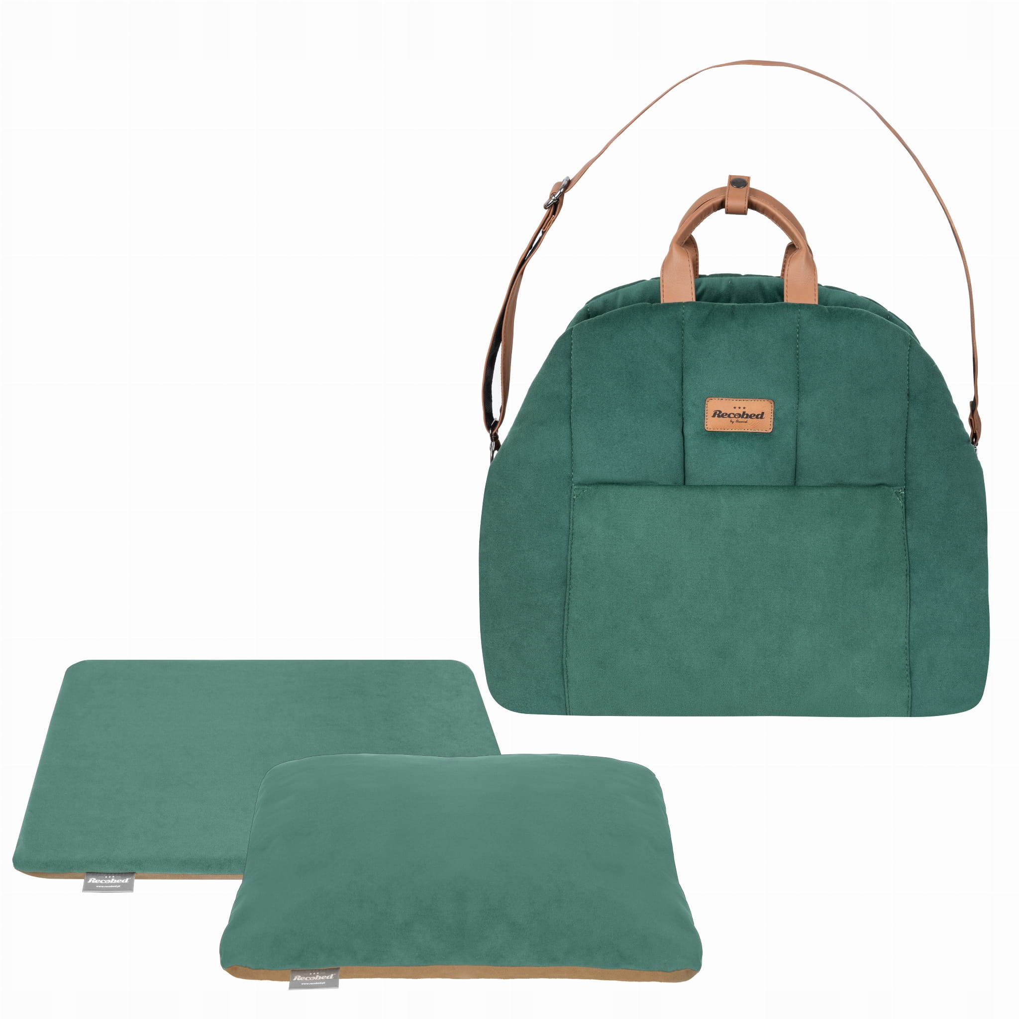 Velurová přepravní taška v zelené barvě