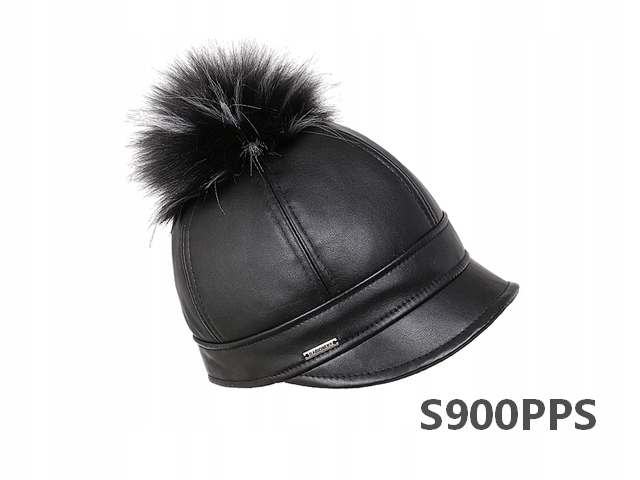 kšiltovka s bambulí Přírodní žokejka černá ekokůže dámská 57