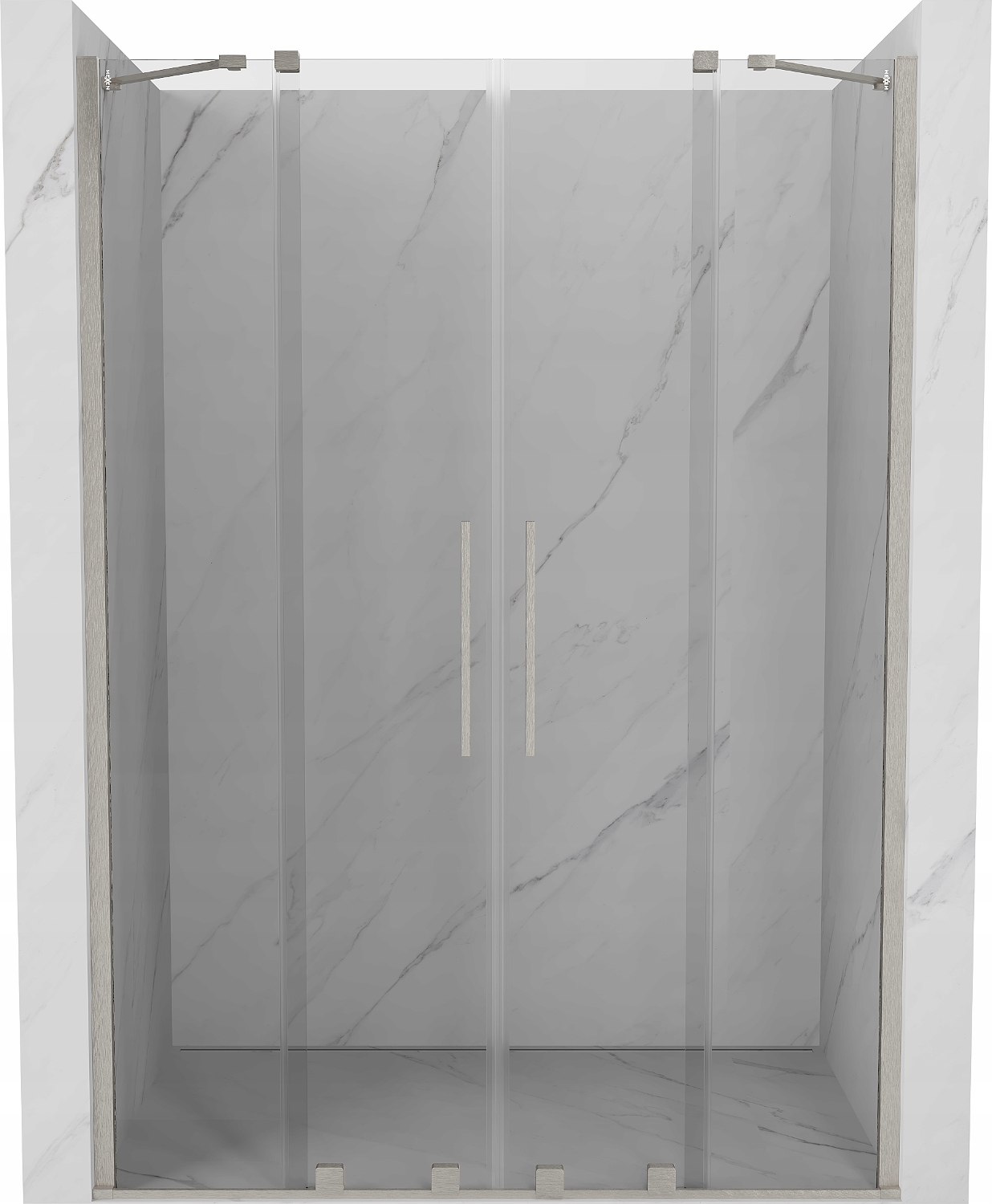 Mexen Velar Duo Posuvné Sprchové Dveře 140cm, Nikl, Transparentní