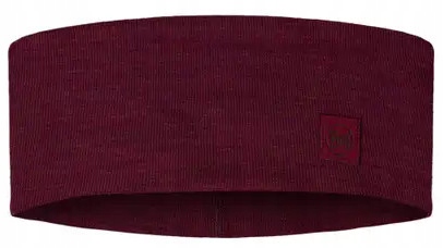 Buff Wełna Headband Opaska na Głowę Cold Merino Wide Solid Tibetan Red