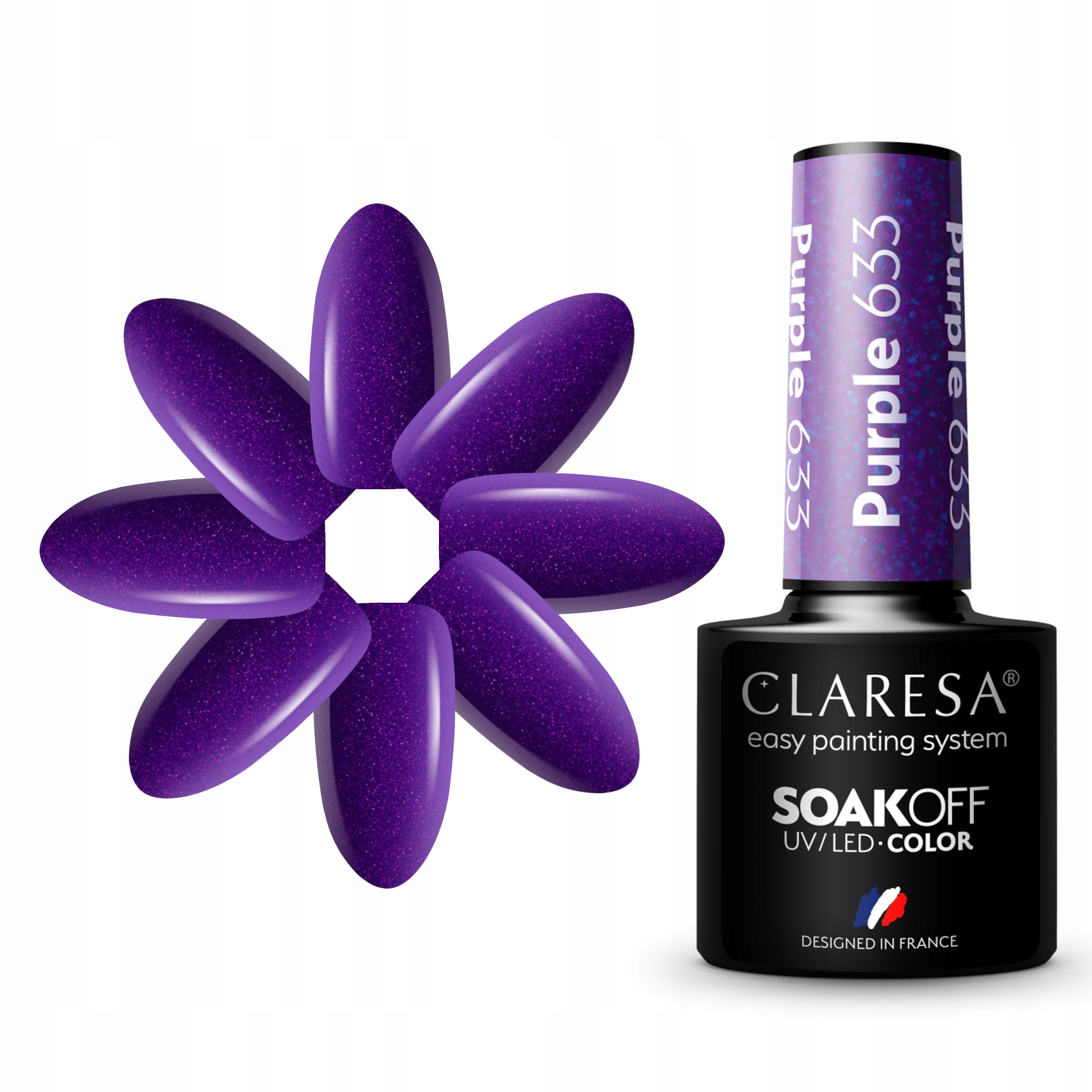 

Claresa Fiolet Lakier Hybrydowy PURPLE633 Drobinki